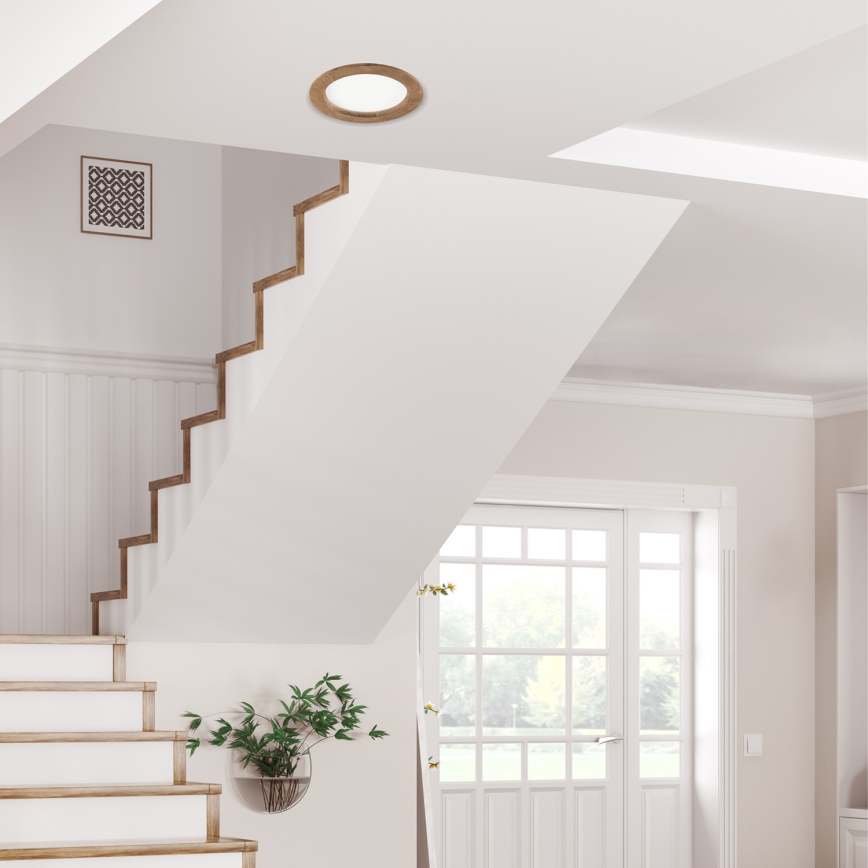 LED indbygningslampe WOODY SPOT LED/16,5W/230V 4000K valnød ø 18,5 cm