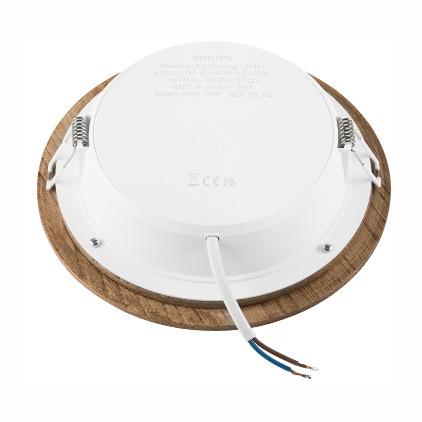 LED indbygningslampe WOODY SPOT LED/16,5W/230V 4000K valnød ø 18,5 cm