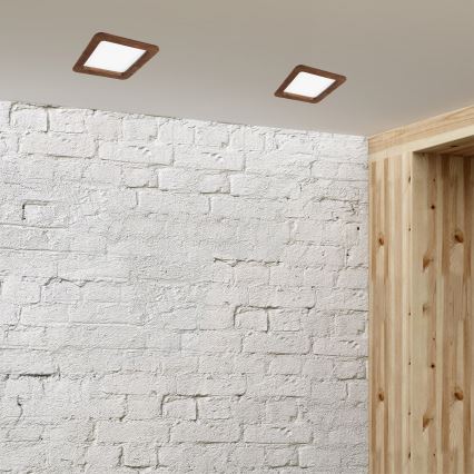 LED indbygningslampe WOODY SPOT LED/17W/230V 3000K kirsebær 18,5x18,5 cm