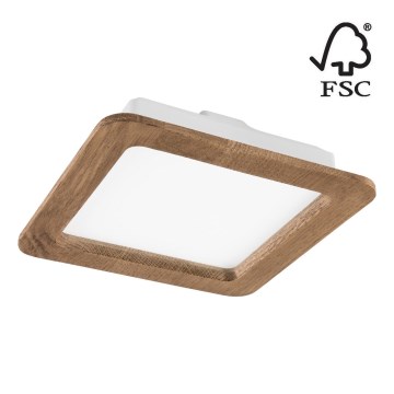 LED indbygningslampe WOODY SPOT LED/17W/230V 3000K valnød 18,5x18,5 cm