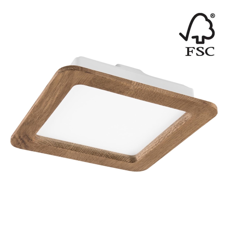 LED indbygningslampe WOODY SPOT LED/17W/230V 3000K valnød 18,5x18,5 cm