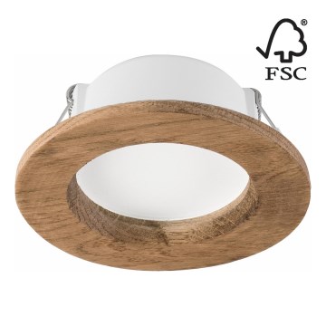 LED indbygningslampe WOODY SPOT LED/5,5W/230V 4000K valnød ø 10 cm
