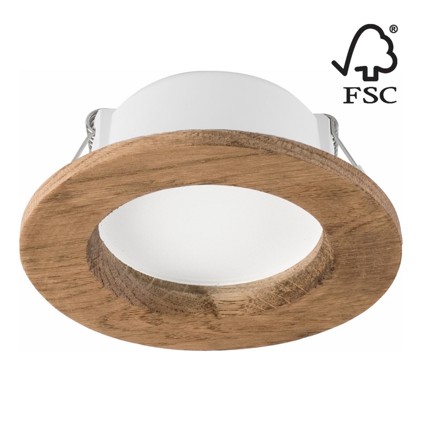 LED indbygningslampe WOODY SPOT LED/5,5W/230V 4000K valnød ø 10 cm