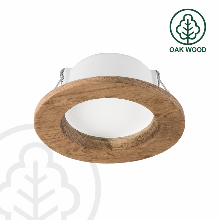 LED indbygningslampe WOODY SPOT LED/5,5W/230V 4000K valnød ø 10 cm