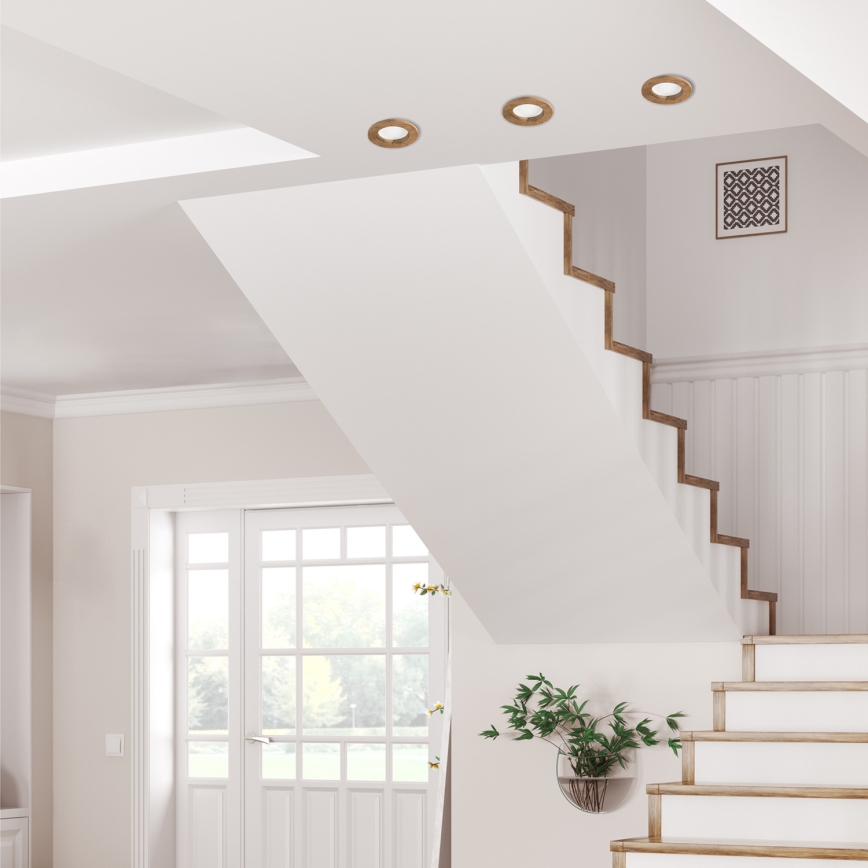 LED indbygningslampe WOODY SPOT LED/5,5W/230V 4000K valnød ø 10 cm