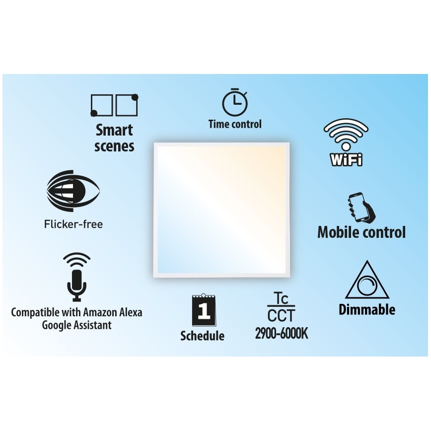 LED indbygningspanel dæmpbart LIBRA LED/40W/230V 2900-6000K Wi-Fi Tuya