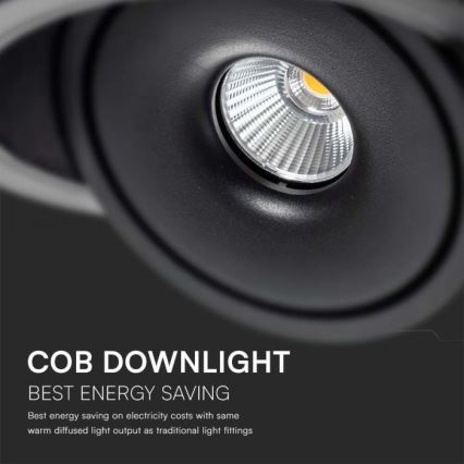 LED Indbygningsspot LED/12W/230V 3000/4000/6400K diameter 12 cm sort