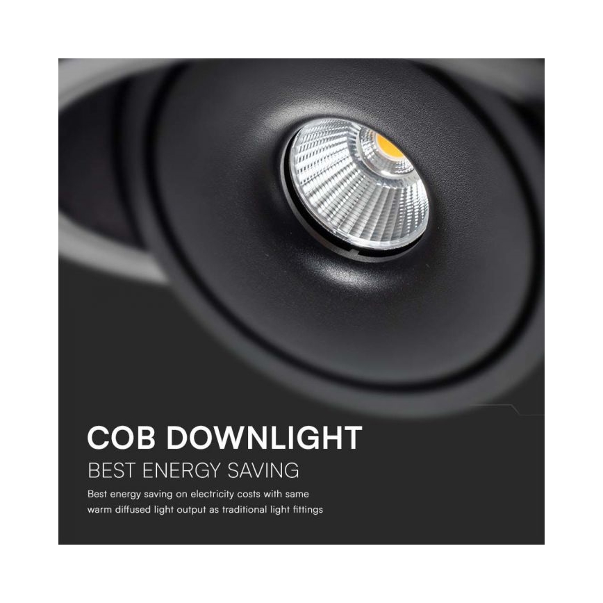 LED Indbygningsspot LED/12W/230V 3000/4000/6400K diameter 12 cm sort