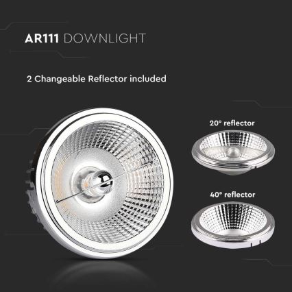 LED Indbygningsspot LED/20W/230V 4000K 40°/20° diameter 11 cm skinnende krom