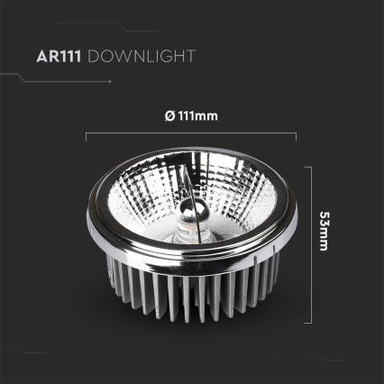 LED Indbygningsspot LED/20W/230V 4000K 40°/20° diameter 11 cm skinnende krom