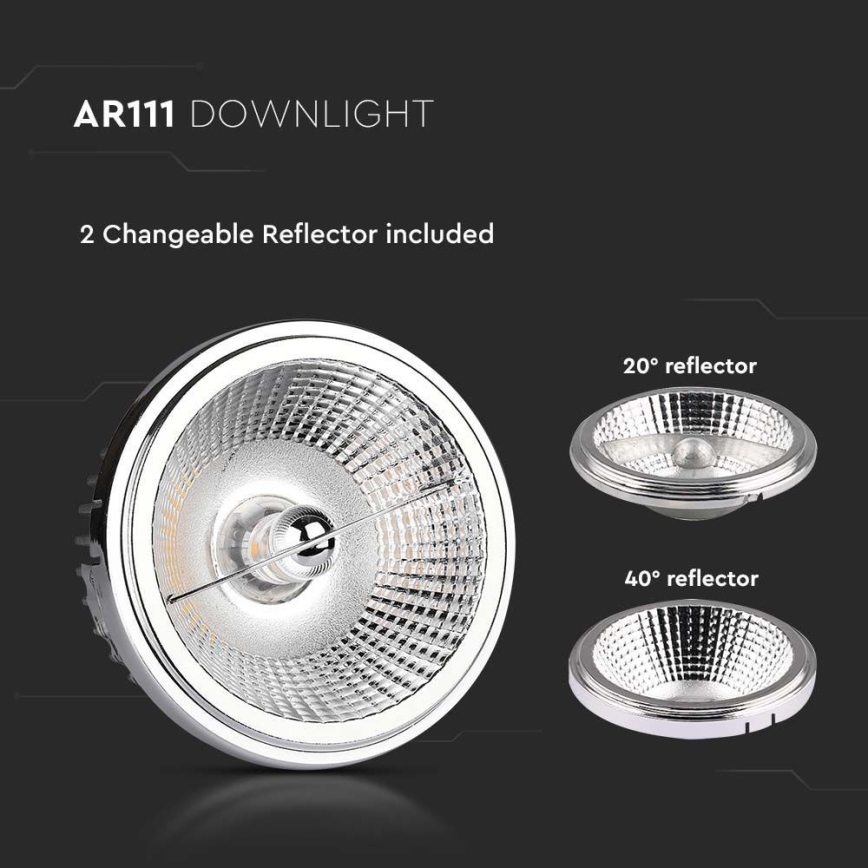 LED Indbygningsspot LED/20W/230V 6400K 40°/20° diameter 11 cm skinnende krom