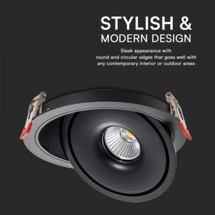LED Indbygningsspot LED/28W/230V 3000/4000/6400K diameter 20 cm sort