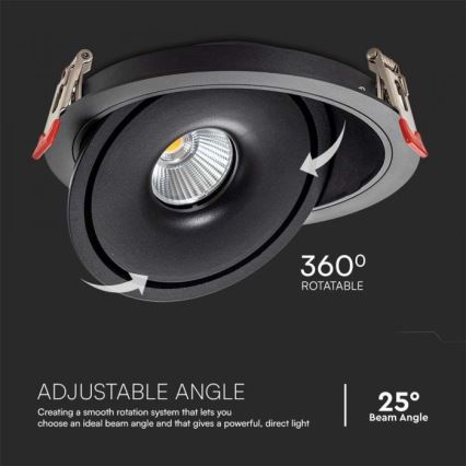 LED Indbygningsspot LED/28W/230V 3000/4000/6400K diameter 20 cm sort