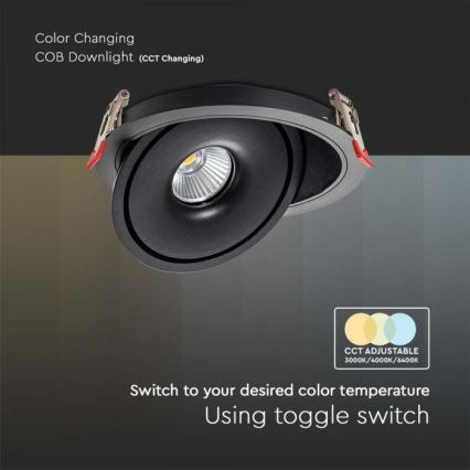 LED Indbygningsspot LED/28W/230V 3000/4000/6400K diameter 20 cm sort