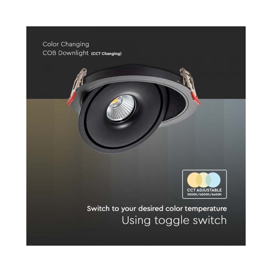 LED Indbygningsspot LED/28W/230V 3000/4000/6400K diameter 20 cm sort