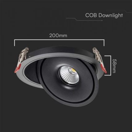 LED Indbygningsspot LED/28W/230V 3000/4000/6400K diameter 20 cm sort