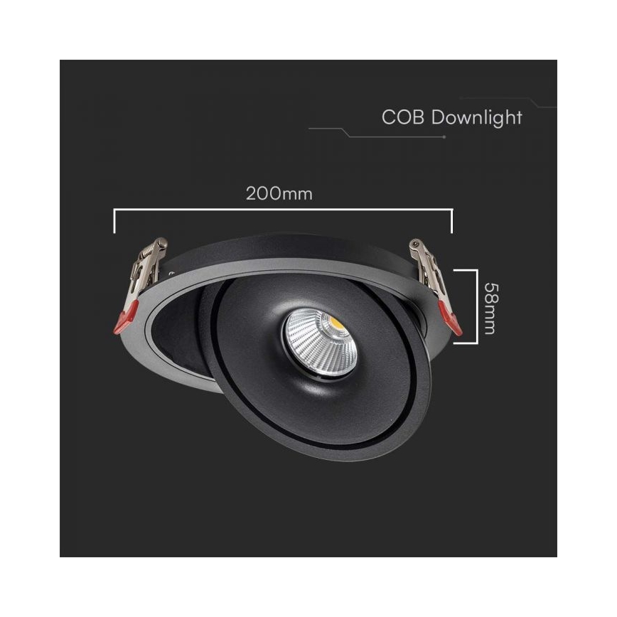 LED Indbygningsspot LED/28W/230V 3000/4000/6400K diameter 20 cm sort