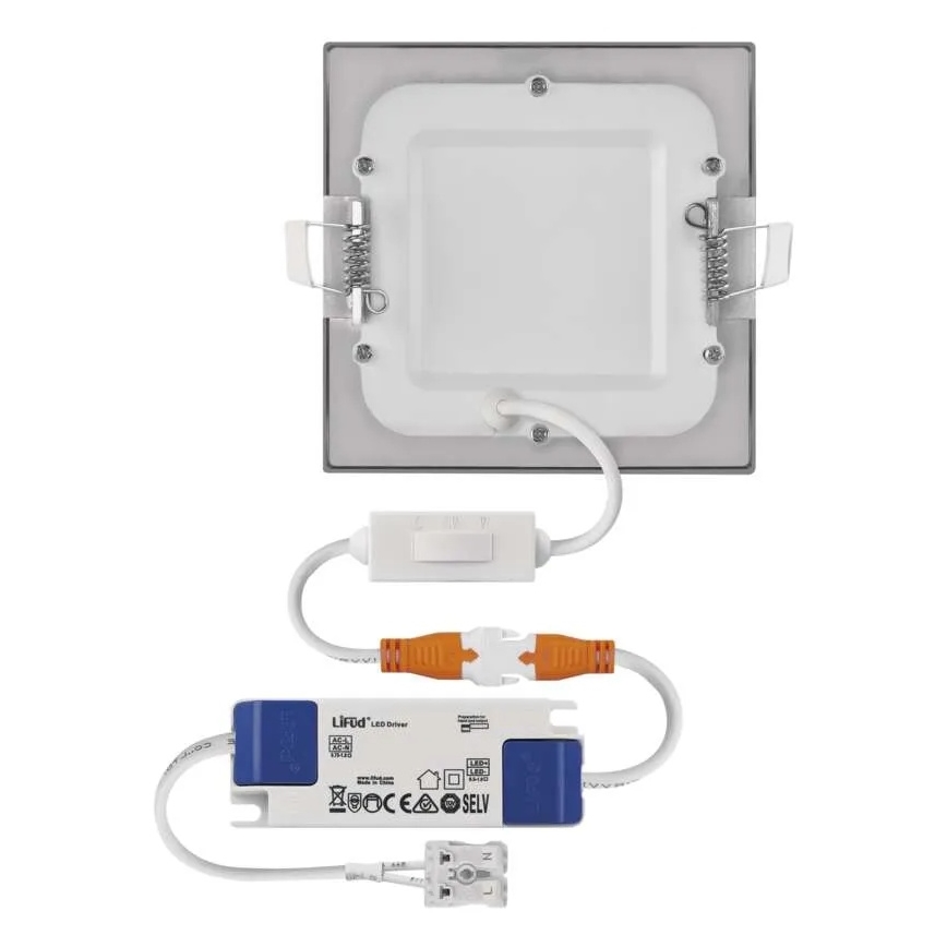 LED indbygningsspot NEXXO LED/7W/230V 3000/3500/4000K sølvfarvet 12x12 cm