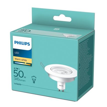 LED indbygningsspot Philips 1xGU10/4,7W/230V 2700K