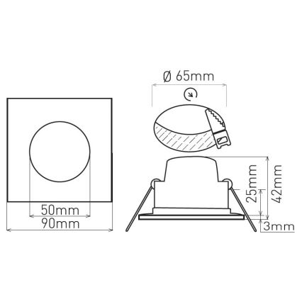 LED indbygningsspot til badeværelse BONO LED/5W/230V 3000K IP65 sort
