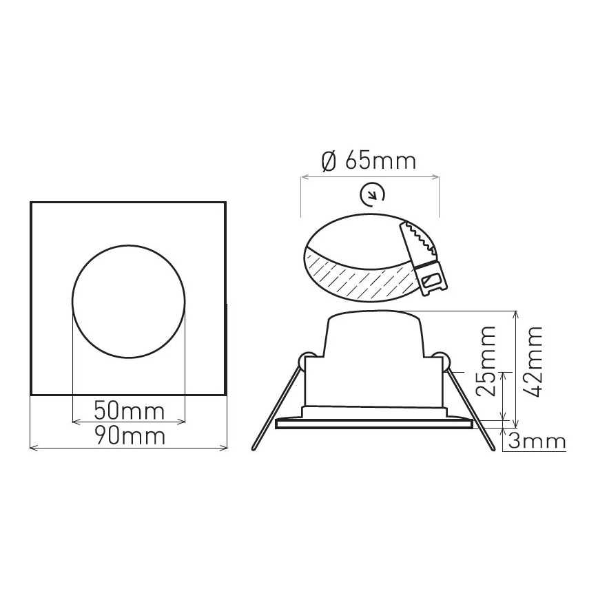 LED indbygningsspot til badeværelse BONO LED/5W/230V 3000K IP65 sort