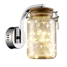 LED JAR LED/5W/230V gylden/skinnende krom/træ