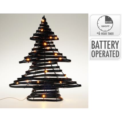 LED juledekoration 30xLED/3xAA 40 cm varm hvid juletræ/sort