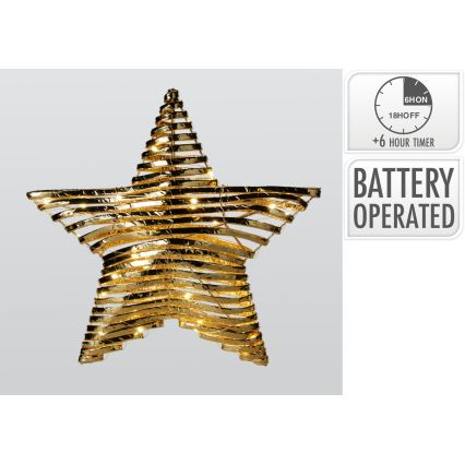LED Juledekoration 30xLED/3xAA 40 cm varm hvid stjerne/guld