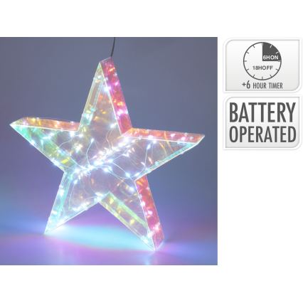 LED juledekoration 50xLED/3xAA 40 cm varm hvid stjerne