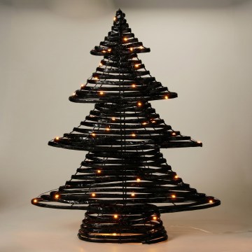 LED Juledekoration 60xLED/3xAA 60 cm varm hvid juletræ/sort
