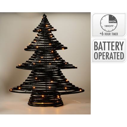 LED Juledekoration 60xLED/3xAA 60 cm varm hvid juletræ/sort