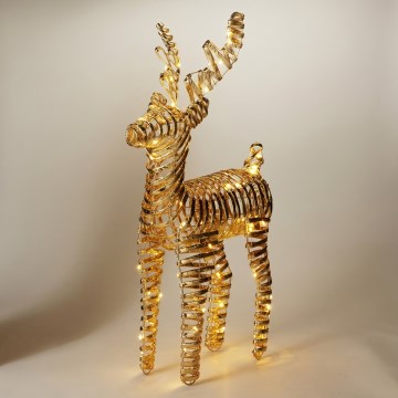 LED juledekoration 60xLED/3xAA 60 cm varm hvid rensdyr/guld