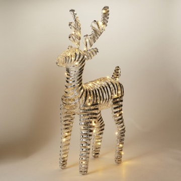 LED juledekoration 60xLED/3xAA 60 cm varm hvid rensdyr/sølvfarvet