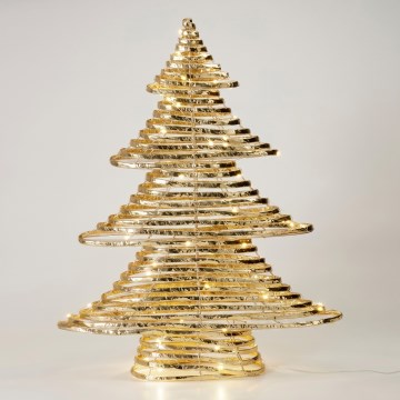 LED juledekoration 60xLED/3xAA 60 cm varmhvid juletræ/guld