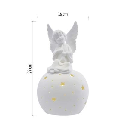 LED Juledekoration LED/0,4W/2xAA keramisk engel