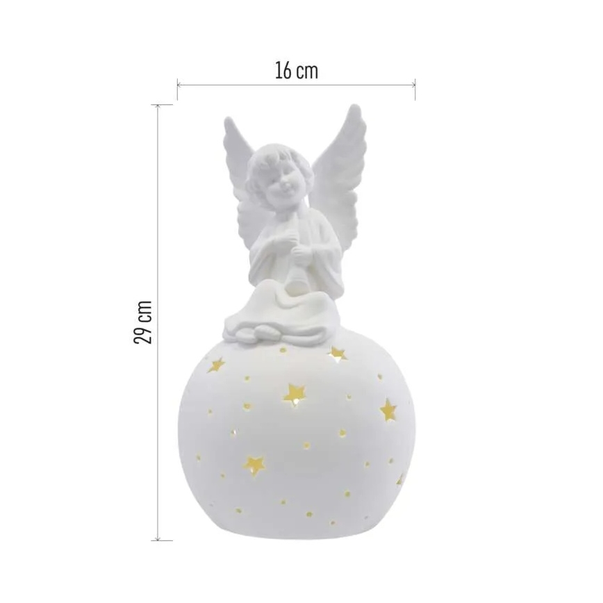 LED Juledekoration LED/0,4W/2xAA keramisk engel