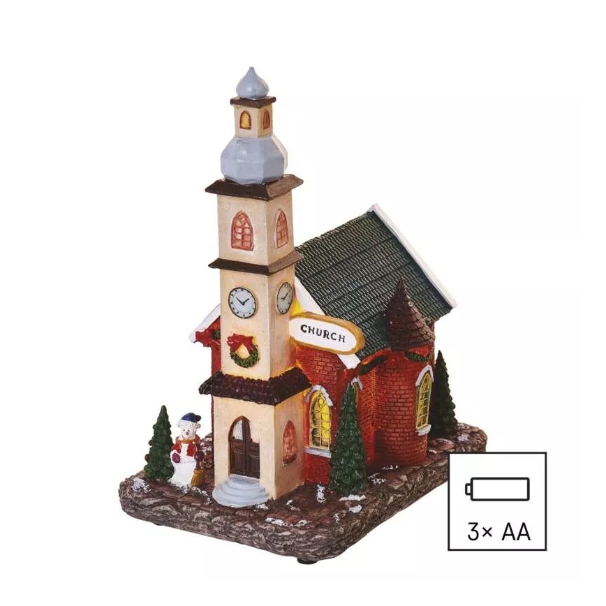 LED juledekoration LED/3xAA kirke