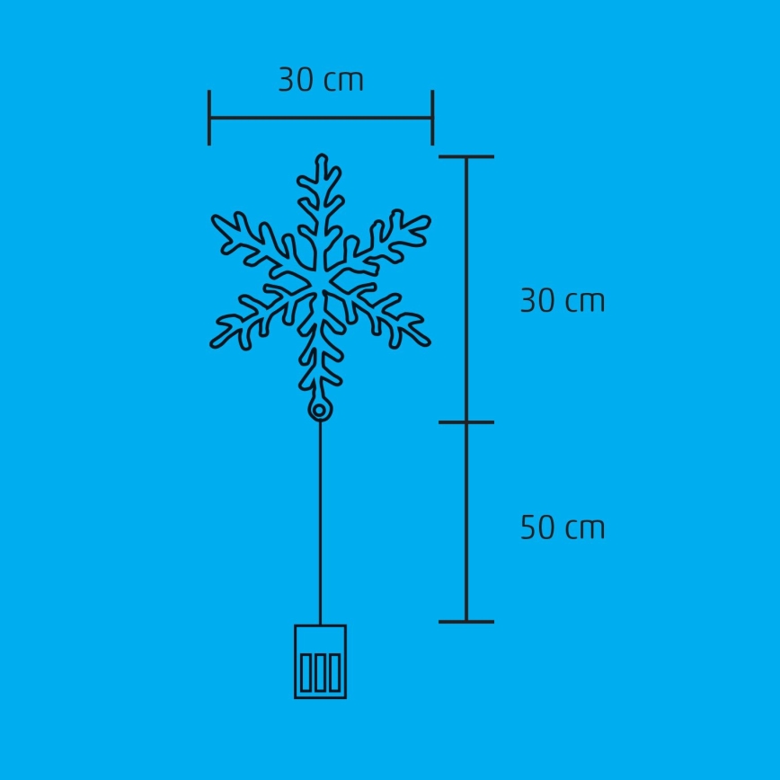 LED juledekoration til vindue 16xLED/3xAA varmt hvidt lys