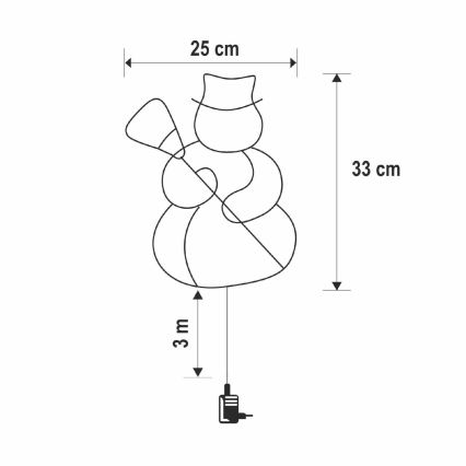 LED juledekoration til vinduet 35xLED/3xAA IP44 snemand varm hvid