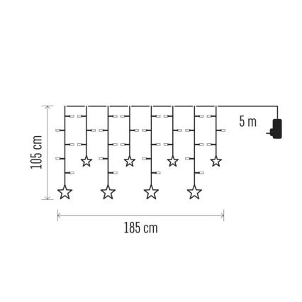 LED julegardin 115xLED/1,35W 6,85x1,05 m varm hvid
