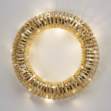 LED julekrans 30xLED/3xAA Ø 40 cm varm hvid, guld