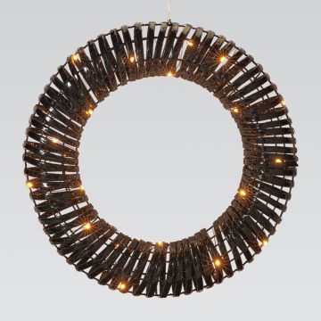 LED julekrans 30xLED/3xAA Ø 40 cm varm hvid krans/sort