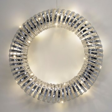LED Julekrans 30xLED/3xAA Ø 40 cm varm hvid krans/sølv