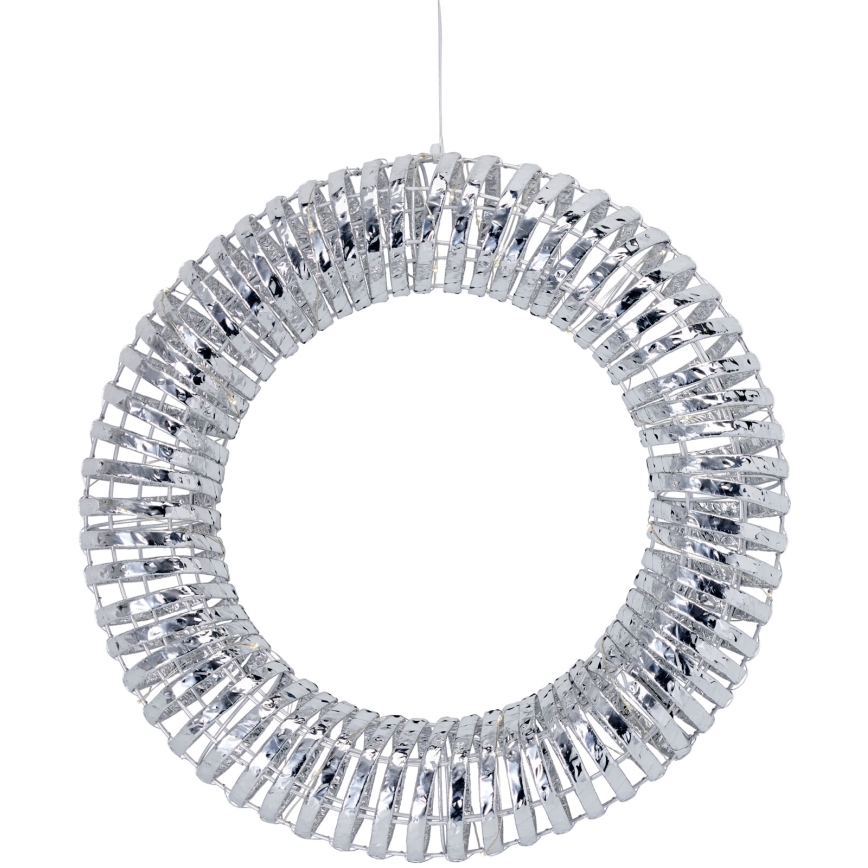 LED Julekrans 30xLED/3xAA Ø 40 cm varm hvid krans/sølv