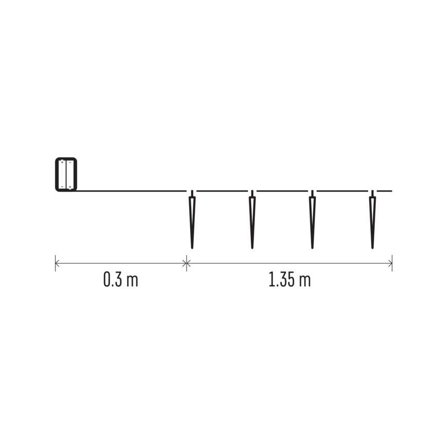 LED julekæde 10xLED/2xAA 1,65 m