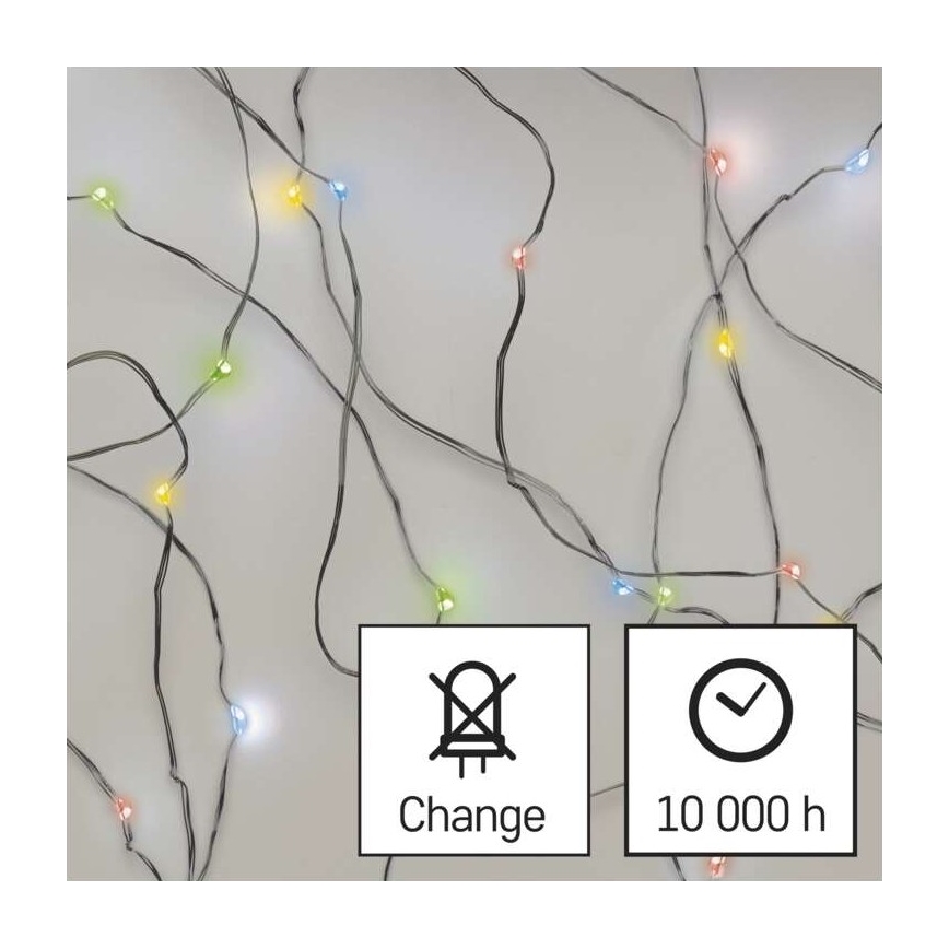 LED julekæde 20xLED/2xAA 2,4 m flerfarvet