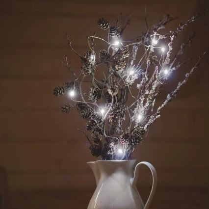 LED julekæde 20xLED/2xAA 2,4 m koldt hvidt lys
