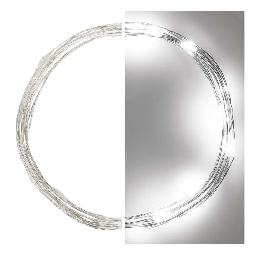 LED julekæde 20xLED/2xAA 2,4 m koldt hvidt lys