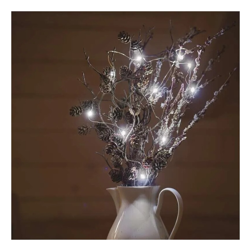 LED julekæde 20xLED/2xAA 2,4m kold hvid