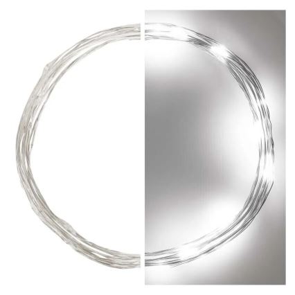 LED julekæde 20xLED/2xAA 2,4m kold hvid